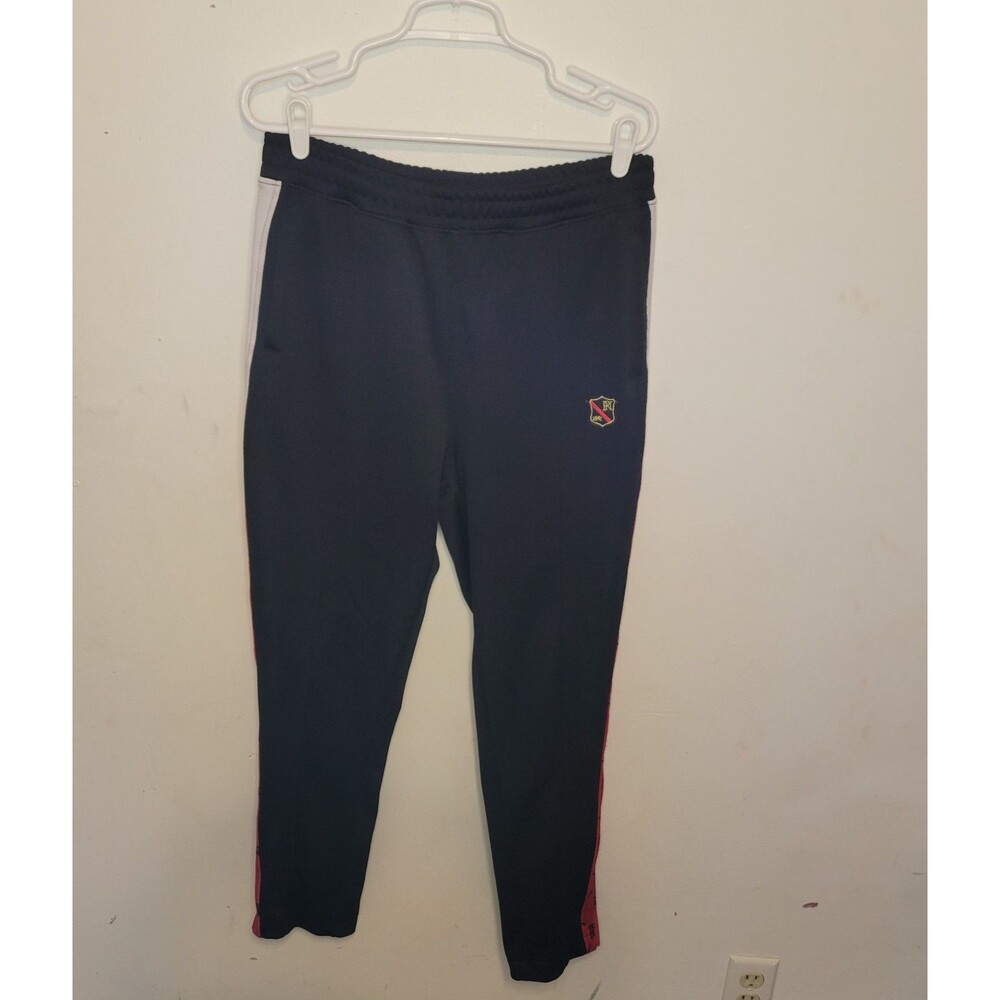 Parish Mens Large Black Track Pants Joggers Athletic Stripe‎ Logo